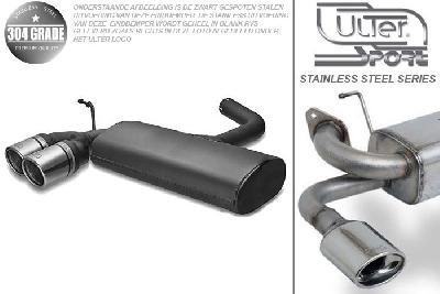 Ulter Sport, Einddemper, Geheel RVS, Dubbel Rond 90mm, VW, GOLF V, 1.4 55kW, 1.4 FSi 66kW, 1.6 75kW, 1.6 FSi 85kW, 2.0 FSi 110kW, 2.0 Sdi 55kW, 1.9 TDi 66/77kW, 2.0 TDi 100/103kW, 2003-, Pasklaar, Past op originele middendemper/katalysator
