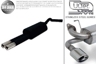 Ulter Sport, Einddemper, Geheel RVS, Dubbel Rond 80mm, VW, BORA / BORA VARIANT, GOLF IV VARIANT, 1.4 55kW,  1.6 74/75/77/81kW, 1.8T 110kW, 2.0 85kW,  1.9 SDi 50kW, 1.9 TDi 66/74/81/96/110kW, 99-, Pasklaar, Past op originele middendemper/katalysator