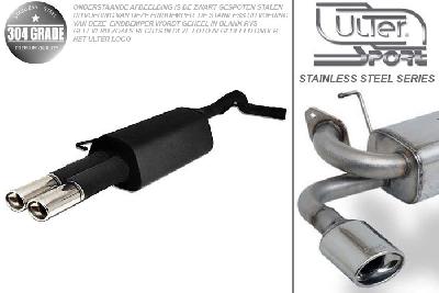 Ulter Sport, Einddemper, Geheel RVS, Dubbel Ovaal 95x65mm, VW, BORA / BORA VARIANT, GOLF IV VARIANT, 1.4 55kW,  1.6 74/75/77/81kW, 1.8T 110kW, 2.0 85kW,  1.9 SDi 50kW, 1.9 TDi 66/74/81/96/110kW, 99-, Pasklaar, Past op originele middendemper/katalysator