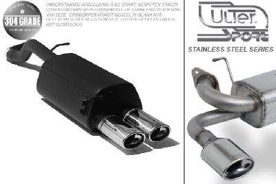 Ulter Sport, Einddemper, Geheel RVS, Dubbel Ovaal 95x65mm, VW, GOLF IV, 1.8T 110kW, 1.9 SDi 50kW, 10/97-06/04, Pasklaar, Past op originele middendemper/katalysator