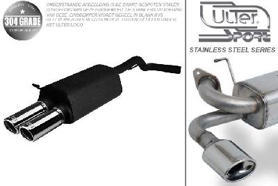 Ulter Sport, Einddemper, Geheel RVS, Dubbel Rond 70mm, VW, GOLF IV, 1.8T 110kW, 1.9 SDi 50kW, 10/97-06/04, Pasklaar, Past op originele middendemper/katalysator