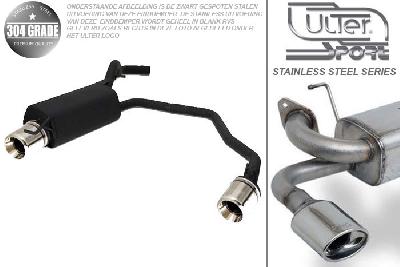 Ulter Sport, Einddemper L+R, Geheel RVS, Enkel Rond 100mm **, VW, GOLF IV, 1.9 TDi 66/74/81/85/96/110kW, 1.4 55kW,  1.6 74/75/77kW, 1.8 20V 92kW,, 2.0 85kW, 10/97-06/04, Pasklaar, Past op originele middendemper/katalysator