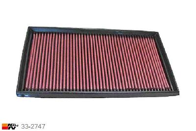 33-2747 K&N Luchtfilter Lengte 332 mm, Breedte 187 mm, Mercedes E300 3.0 Turbo Diesel W210, 136/177PK, 1995-7/1999