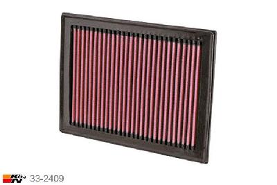 33-2409 K&N Luchtfilter Lengte 224 mm, Breedte 168 mm, Nissan Note 1.2 excl. Turbo, 2013-2015