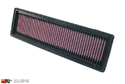 33-2916 K&N Luchtfilter Lengte 352 mm, Breedte 105 mm, Peugeot 307 1.6 16V =OE 1444FC/1444CQ, 10/2005-2006