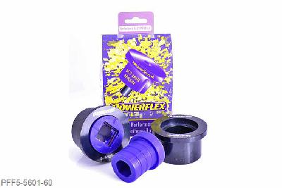 PFF5-5601-60, BMW E46 3 Series Compact, Front Wishbone Rear Bush, Aluminium Outer PFF5-5601-60 is a high performance option to PFF5-4601-60, and aimed at offering greater precision for people wanting the very best from their E46 or Z4. This new part, fitted to the rear of the front wishbone has a hard anodised aluminium outer shell with one of our unique low friction polyurethane centre bushes. The poly/alu combination creates a low friction rotating bush reducing the forces acting on the arm. Lower arm deflection has been decreased by reducing the compliant material within the aluminium shell. Results are less movement in the arm under cornering and braking, improving steering control and feel. PFF5-5601-60 is for the earlier models with 60mm bore mounting bracket. Please ensure you have the correct size bush before fitting. 60mm, 2 stuk(s) benodigd  per auto, 2 stuk(s) in verpakking, prijs per set van 2 stuk(s)
