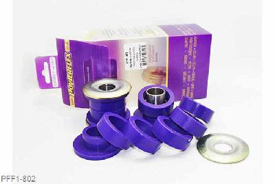 PFF1-802, Fiat Coupe (1993-2000), Brava, Bravo, Marea (1995-2001), Front Lower Wishbone Rear Bush These bushes are designed to fit genuine control arms. If non genuine arms are fitted and you find the stainless steel sleeve not to fit onto the wishbone, please contact us with dimensions of the wishbone pin as you will require modified sleeves.  PFF1-802 kit comes with different sized rings. Please select the correct ring depending on the rear bracket fitted.  Use the smaller ring (802b) with the aluminium bracket and 802c with the pressed steel bracket.  It is only possible to fit these bushes after removing the arms from the car.  For arms fitted with the pressed steel rear bracket, the rubber bush may need to be burned out using a blowtorch, firstly and then the bracket cleaned thoroughly to ensure a good surface. WE RECOMMEND THE USE OF LOCTITE 648 OR 848 TO SECURE CENTRE SLEEVE TO ARM, 2 stuk(s) benodigd  per auto, 2 stuk(s) in verpakking, prijs per set van 2 stuk(s)