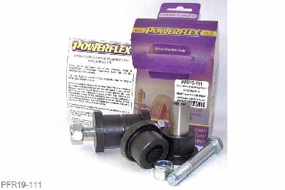 PFR19-111, Ford Sierra and Sapphire Non-Cosworth (1982-1994), Rear Trailing Arm Inner Bush PFR19-111 - Inner bush kit is supplied with mounting bolt. Original Ford bolt needs to be cut off to be removed. Full details enclosed with fitting instructions. The inner bush kit (PFR19-111) is complete with two M12 x 90mm bolts and nylock nuts.    It is not possible to remove the old bush from the inner swinging arm because of the location of the rear differential. To remove the old bush it is best to undo the retaining nut and then cut the head off of the bolt with a hacksaw or angle grinder. Then remove the bolt from the nut end. Fit the new bushes the rear beam assembly needs to be lowered to enable removal of the old bushes. It may be necessary to remove the rear trailing arm complete and use a hydraulic press to remove the old bushes.    Re-assemble these bushes into suspension components using a small smear of the grease supplied.    To get the most benefit from your new bushes we recommend that the suspension geometry is checked and set after fitting any new bushes., 2 stuk(s) benodigd  per auto, 2 stuk(s) in verpakking, prijs per set van 2 stuk(s)