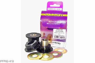 PFF63-419, Rover 45, Engine Mount Stabiliser (Small) PFF63-418 and PFF63-419 suit both the Upper and Lower engine stabilisers, hence why it is listed as 2 per car for each bush. If fitting this to a diesel engined vehicle, an increase in noise and vibration is to be expected. This should be considered as a performance upgrade, not a standard replacement., 2 stuk(s) benodigd  per auto, 2 stuk(s) in verpakking, prijs per set van 2 stuk(s)