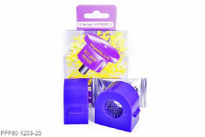 PFF80-1203-25, Saab 9-3 (2002-on), Front Anti Roll Bar Mounting Bush 25mm (2 Piece) This replaces the original 2 piece design. For the single piece design please use PFF66-503-*. For Astra MK5 single piece design, please use PFF80-1303-*, 2 stuk(s) benodigd  per auto, 2 stuk(s) in verpakking, prijs per set van 2 stuk(s)