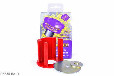 PFF85-504R, VW Caddy MK3 Typ 2K (2004 - 2010), Lower Engine Mount Insert (Large) Diesel Suitable for diesel models, using a softer material which helps reduce movement from the bush but transmits less noise and vibration over fitting the standard PFF85-504 insert.       - OE Numbers 1K0199867 or 1K0199868                                                                                                 PFF85-504R fits vehicles upto the middle of 2008, please check the picture of the 2 bushes in order to identify the insert you require. For vehicles from mid 2008 on use PFF85-704R., 1 stuk(s) benodigd  per auto, 1 stuk(s) in verpakking, prijs per set van 1 stuk(s)