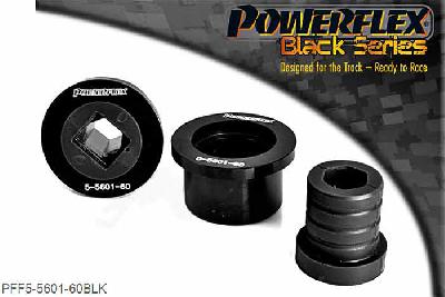 PFF5-5601-60BLK, BMW Z4 E85 and E86 (2003-2009) Front Wishbone Rear Bush, Aluminium Outer, PFF5-5601-60 is a high performance option to PFF5-4601-60, and aimed at offering greater precision for people wanting the very best from their E46 or Z4. This new part, fitted to the rear of the front wishbone has a hard anodised aluminium outer shell with one of our unique low friction polyurethane centre bushes. The poly/alu combination creates a low friction rotating bush reducing the forces acting on the arm. Lower arm deflection has been decreased by reducing the compliant material within the aluminium shell. Results are less movement in the arm under cornering and braking, improving steering control and feel. PFF5-5601-60 is for the earlier models with 60mm bore mounting bracket. Please ensure you have the correct size bush before fitting. 60mm, 2 stuk(s) benodigd  per auto, 2 stuk(s) in verpakking, prijs per set van 2 stuk(s)