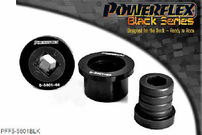PFF5-5601BLK, BMW Z4 E85 and E86 (2003-2009) Front Wishbone Rear Bush, Aluminium Outer, PFF5-5601 is a high performance option to PFF5-4601, and aimed at offering greater precision for people wanting the very best from their E46 or Z4. This new part, fitted to the rear of the front wishbone has a hard anodised aluminium outer shell with one of our unique low friction polyurethane centre bushes. The poly/alu combination creates a low friction rotating bush reducing the forces acting on the arm. Lower arm deflection has been decreased by reducing the compliant material within the aluminium shell. Results are less movement in the arm under cornering and braking, improving steering control and feel. This bush is designed to fit the 66mm aluminium bush OE mounting bracket (BMW part 31126783376) Please ensure you have the correct size bush before fitting. 66mm, 2 stuk(s) benodigd  per auto, 2 stuk(s) in verpakking, prijs per set van 2 stuk(s)