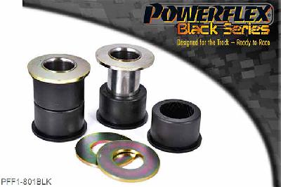 PFF1-801BLK, Lancia Delta Gen 1and2 (1983-2000), Dedra (1989-2000) Front Lower Wishbone Front Bush, These bushes are designed to fit genuine control arms. If non genuine arms are fitted and you find the stainless steel sleeve not to fit onto the wishbone, please contact us with dimensions of the wishbone pin as you will require modified sleeves. WE RECOMMEND THE USE OF LOCTITE 648 OR 848 TO SECURE CENTRE SLEEVE TO ARM, 2 stuk(s) benodigd  per auto, 2 stuk(s) in verpakking, prijs per set van 2 stuk(s)