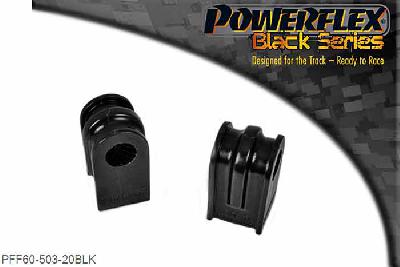 PFF60-503-20BLK, Renault Clio III (2005 - 2012) Front Anti Roll Bar Bush 20mm, This bush is the full length of the bracket , fits all Megane II models and also 2.0L Clio III models up to May 2009, for Clio models with a spacer and shorter bush use PFF60-803-*. This part replaces OE number: 7701056678., 2 stuk(s) benodigd  per auto, 2 stuk(s) in verpakking, prijs per set van 2 stuk(s)