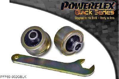 PFF69-902GBLK, Subaru Legacy BM and BR (2009 -) Front Wishbone Rear Bush Anti-Lift & Caster Adjustable, PFF69-902G is designed to replace the front lower control arm rear bush and is engineered to provide. 1. Revised front ANTI-LIFT geometry 2. On-car CASTER adjustment giving +/-0.33 degrees of adjustment 3. Improved front traction and reduced understeer 4. Low compliance, spherical PU ball design, 2 stuk(s) benodigd  per auto, 2 stuk(s) in verpakking, prijs per set van 2 stuk(s)