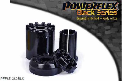 PFF85-280BLK, VW Caddy Mk2 Typ 9K (1997-2003) Front Lower Engine Mounting Bush & Inserts, PFF85-280 is a replacement bush kit that includes inserts that are designed to fit into voids in the bush, allowing tune-ability of engine movement, perfect for stiffening mounts ahead of track days and performance events. This part replaces OE numbers: 1H0199609 K,E,F,B,J,G & J. - On the VW Corrado & Passat the mount will only fit models with the V6 engine., 1 stuk(s) benodigd  per auto, 1 stuk(s) in verpakking, prijs per set van 1 stuk(s)