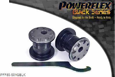 PFF85-501GBLK, VW Scirocco Mk3 (2008-) Front Wishbone Front Bush Camber Adjustable, This bush features a CNC machined Stainless Steel sleeve with an offset bore that can be rotated using our bespoke tooling (supplied), giving +/- 0.5 degrees of on-car camber adjustment. It is designed to complement PFF85-502G that fits into the rear position of the same arm to provide anti-lift and caster adjust.  This part replaces OE part number: 1K0407182., 2 stuk(s) benodigd  per auto, 2 stuk(s) in verpakking, prijs per set van 2 stuk(s)