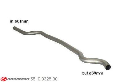 55.0325.00, BMW 1series  F20/F21 F20 118d - xd (105kW - N47) 2011-2015, Stainless steel centre pipe (for Euro5) - 2nd stainless steel cat replacement pipe group N (for Euro6) - Oversized exhaust pipe diameter 60 mmCut of the original centre silencer towards the rear silencer. The installation on the original rear silencer requires a modification of the original coupling. inner input diameter 61mm pipe outer diameter 60mm outer outlet diameter 60mm