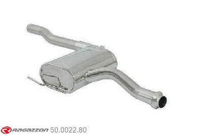 50.0022.80, Fiat Bravo (typ182) 1.9 TD (55/74kW) 11/1996 - 2006, Stainless steel centre silencerCut of the original centre silencer towards the rear silencer. The installation on the original rear silencer requires a modification of the original coupling. inner input diameter 48mm pipe outer diameter 54mm