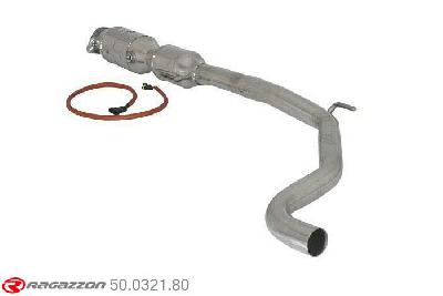 50.0321.80, Fiat Grande Punto + Punto Evo (typ199) Evo 1.4 Turbo Multiair (99kW) 10/2009-, Metallic catalyst  + Stainless steel centre silencer - Oversized exhaust pipe diameter 60 mmCut of the original centre silencer. For the installation on the original rear silencer is necessary to order a coupling, which is indicated in the catalogue., To be instaled together with 55.0191.00 pipe outer diameter 60mm outer outlet diameter 60mm