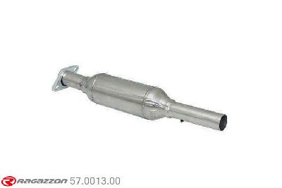 57.0013.00, Fiat Punto II (typ188) Restyling 1.8 HGT (96kW) 06/2003-, Stainless steel centre silencerCut of the original centre silencer towards the rear silencer. The installation on the original rear silencer requires a modification of the original coupling. pipe outer diameter 50mm outer outlet diameter 50mm