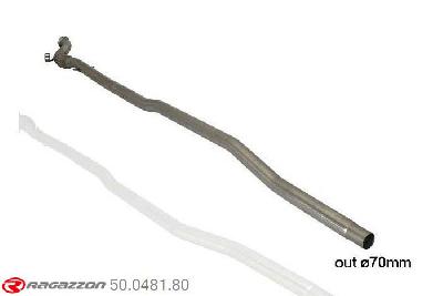 50.0481.80, Mini R60 Countryman ALL4 1.6 JCW (160kW) 2012-, Stainless steel flexible with centre pipe group N - Oversized exhaust pipe diameter 70 mmCut of the original centre silencer. For the installation on the original rear silencer is necessary to order a coupling, which is indicated in the catalogue. pipe outer diameter 70mm outer outlet diameter 70mm