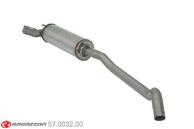 57.0032.00, Opel Corsa B 1.2 16V (48kW) 1997-, Stainless steel centre silencerCut of the original centre silencer towards the rear silencer. The installation on the original rear silencer requires a modification of the original coupling. inner input diameter 45mm pipe outer diameter 45mm outer outlet diameter 45mm