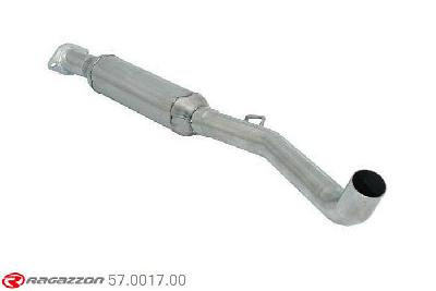 57.0017.00, Renault Clio II RS 2.0 16V Euro3 (131 Kw) 2001-12/2003, Stainless steel centre silencerCut of the original centre silencer towards the rear silencer. The installation on the original rear silencer requires a modification of the original coupling. pipe outer diameter 54mm outer outlet diameter 54mm