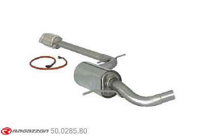 50.0285.80, VW Golf VI 1.4TSI (90/118kW) 11/2008-, Metallic catalyst 200cpsi + Stainless steel centre silencerCut of the original centre silencer towards the rear silencer. The installation on the original rear silencer requires a modification of the original coupling., To be instaled together with 55.0179.00 (90KW) / 55.0181.00 (118kW) pipe outer diameter 60mm outer outlet diameter 55mm