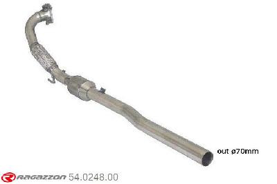54.0248.00, VW Golf VI 2.0 GTI TSI (155kW) Oversized Diameter 70mm 2009-, Metallic catalyst 200cpsi - Oversized exhaust pipe diameter 70 mmOversized exhaust pipe diameter. Not compatible with the pipe diameter of the original centre silencer. pipe outer diameter 70mm outer outlet diameter 70mm