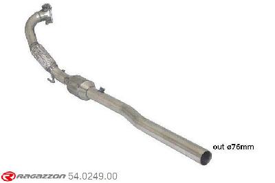 54.0249.00, VW Golf VI 2.0 GTI TSI (155kW) Oversized Diameter 76mm 2009-, Metallic catalyst 200cpsi - Oversized exhaust pipe diameter 76 mmOversized exhaust pipe diameter. Not compatible with the pipe diameter of the original centre silencer. pipe outer diameter 76mm outer outlet diameter 76mm