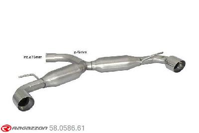 58.0586.61, VW Golf VI 2.0 GTI TSI (155kW) Oversized Diameter 76mm 2009-, Stainless steel rear silencer left/right each with round Sport Line tail pipe 102 mm - Oversized exhaust pipe diameter 76 mmOversized exhaust pipe diameter. Not compatible with the pipe diameter of the original line. inner input diameter 76mm pipe outer diameter 76mm