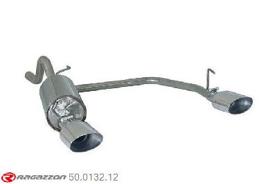 50.0132.12, Fiat Grande Punto + Punto Evo (typ199) 1.9 Multijet (88Kw) 09/2005-, Stainless steel rear silencer left-right each with oval Sport Line tail pipe 135x90 mm, inner input diameter 55mm with reduction to  50mm pipe outer diameter 50mm