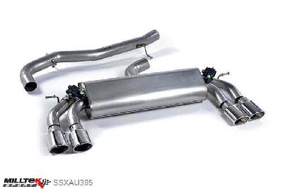 SSXAU395, Audi S/RS S3 2.0 TFSI quattro 3-Door 8V 2013- Milltek, Cat-back system, Non-resonated (louder). Quad Oval Polished Tips , 3 inch, 76,2mm