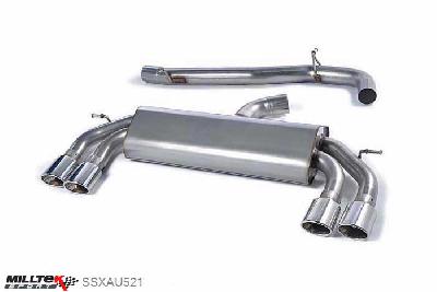 SSXAU521, Audi S/RS S3 2.0 TFSI quattro 3-Door 8V 2013- Milltek, Cat-back system, Non-Valved Race System. Non-resonated (louder). Quad Oval Polished Tips , 3 inch, 76,2mm