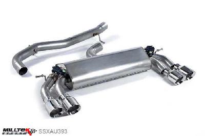 SSXAU393, Audi S/RS S3 2.0 TFSI quattro 3-Door 8V 2013- Milltek, Cat-back system, Non-resonated (louder). Quad Round Polished Tips Quad 100mm GT100 Polished, 3 inch, 76,2mm