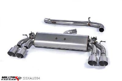 SSXAU394, Audi S/RS S3 2.0 TFSI quattro 3-Door 8V 2013- Milltek, Cat-back system, Non-resonated (louder). Quad Round Titanium Tips Quad 100mm GT100 Titanium, 3 inch, 76,2mm