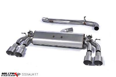 SSXAU417, Audi S/RS S3 2.0 TFSI quattro Sportback 8V 2013- Milltek, Cat-back system, Non-resonated (louder). Quad Round Titanium Tips Quad 100mm GT100 Titanium, 3 inch, 76,2mm