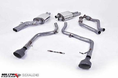 SSXAU240, Audi S/RS S4 3.0 Supercharged V6 B8 2009-2012 Milltek, Cat-back system, Race Version. Dual Cerakote Black Oval Tips 150 X 95mm Black Oval, 2,37 inch, 60,3mm