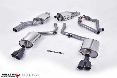SSXAU556, Audi S/RS S4 3.0 Supercharged V6 B8 2009-2012 Milltek, Cat-back system, EC-Approved. Quad Cerakote Black Tips Twin 80mm GT80 Cerakote Black, 2,37 inch, 60,3mm