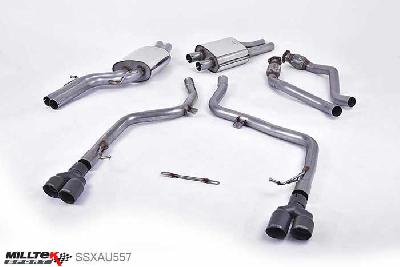 SSXAU557, Audi S/RS S4 3.0 Supercharged V6 B8 2009-2012 Milltek, Cat-back system, Race Version. Quad Cerakote Black Tips Twin 80mm GT80 Cerakote Black, 2,37 inch, 60,3mm