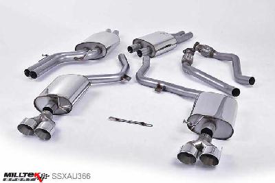 SSXAU366, Audi S/RS S4 3.0 Supercharged V6 B8.5 2012- Milltek, Cat-back system, Quad Outlet Polished Tips Quad 100mm GT100 Polished, 2,37 inch, 60,3mm