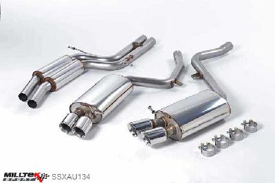 SSXAU134, Audi S/RS S5 Coupe 4.2 V8 quattro (Manual and Auto) 2007-2011 Milltek, Cat-back system, Resonated (quieter). Manual-only Twin 80mm GT80 Polished, 2,36 inch, 60mm