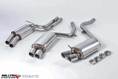 SSXAU133, Audi S/RS S5 Coupe 4.2 V8 quattro (Manual and Auto) 2007-2011 Milltek, Cat-back system, Resonated (quieter). Manual-only Twin 80mm Jet, 2,36 inch, 60mm
