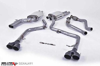 SSXAU411, Audi S/RS S5 Coupe and Cabriolet 3.0 TFSI B8.5 2011- Milltek, Cat-back system, Non-resonated (louder). Quad Black Velvet Tips Quad 100mm GT100 Cerakote Black, 2,37 inch, 60,3mm