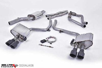 SSXAU406, Audi S/RS S5 Coupe and Cabriolet 3.0 TFSI B8.5 2011- Milltek, Cat-back system, ValveSonic Electronic Valved System. Black Velvet Tips Quad 100mm GT100 Cerakote Black, 2,37 inch, 60,3mm