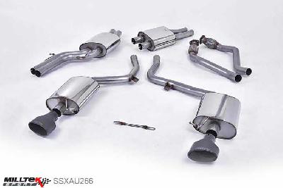 SSXAU266, Audi S/RS S5 Coupe and Cabriolet 3.0TFSI quattro S tronic B8 2009-2011 Milltek, Cat-back system, EC-Approved. Dual Cerakote Black Tips 150 X 95mm Black Oval, 2,37 inch, 60,3mm