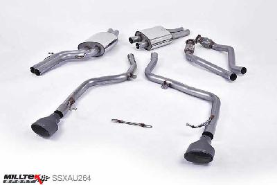 SSXAU264, Audi S/RS S5 Coupe and Cabriolet 3.0TFSI quattro S tronic B8 2009-2011 Milltek, Cat-back system, Race Version (not recommended for road use). Dual Cerakote Black Oval Tips 150 X 95mm Black Oval, 2,37 inch, 60,3mm