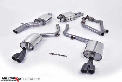 SSXAU558, Audi S/RS S5 Coupe and Cabriolet 3.0TFSI quattro S tronic B8 2009-2011 Milltek, Cat-back system, EC-Approved. Quad Cerakote Black Tips Twin 80mm GT80 Cerakote Black, 2,37 inch, 60,3mm